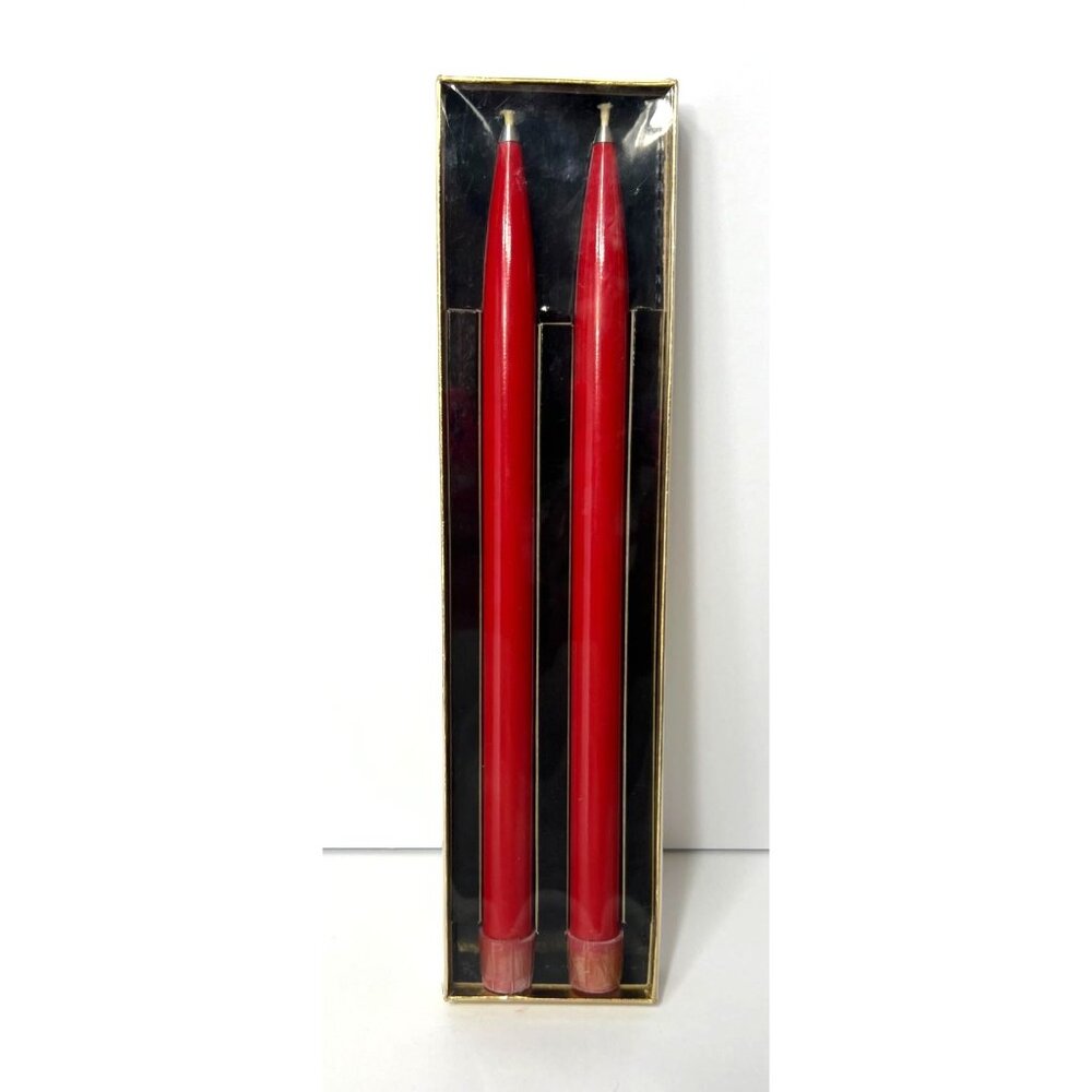 Vintage Set Of 2 12" Red Lifetime Candles CIR-495 In Original Box Never Used